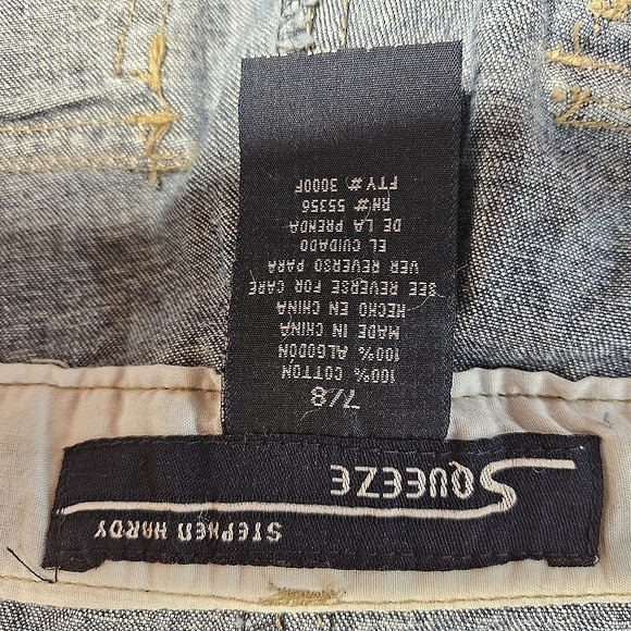 Women’s Stephen Hardy Squeeze Blue Denim Overalls Medium Stone Sandblast 7/8 NWT - Picture 3 of 8